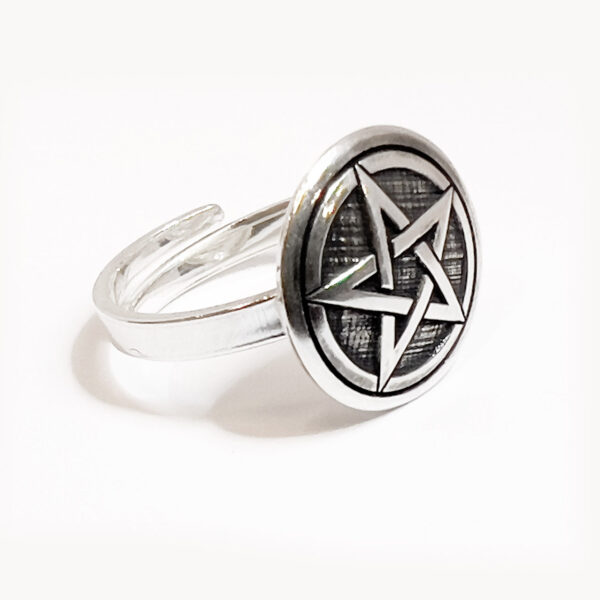 Pentagram Ring- Ställbar storlek - Silver