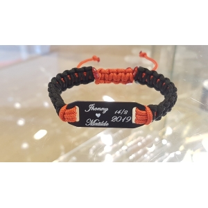 Paracord ID survival -red & svart /Ställbar armband