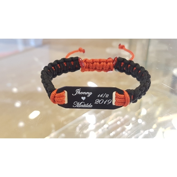 Paracord ID survival -red & svart /Ställbar armband