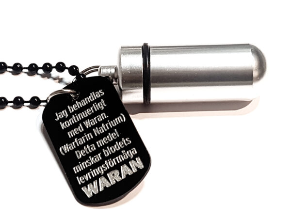 WARAN bricka med Pillbehållare (silver aluminun)