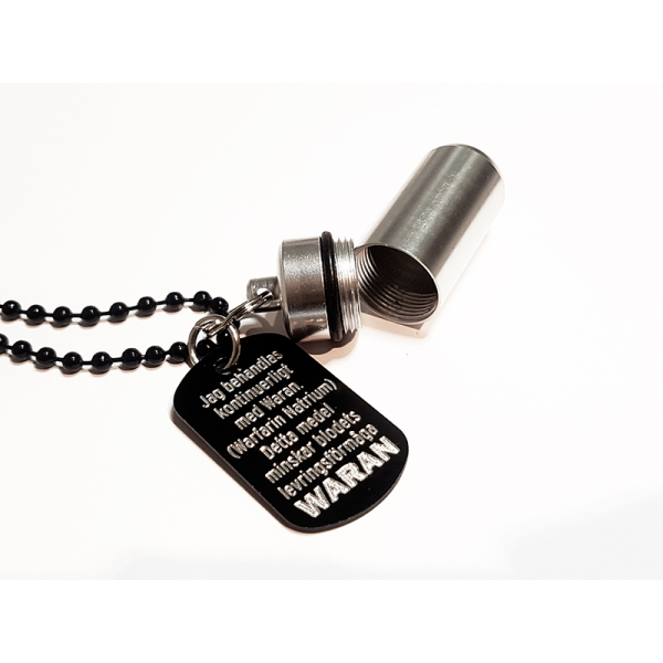 WARAN bricka med Pillbehållare (silver aluminun)