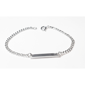 Silver ID Armband, small pansar & Gravyr