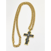 Ortodox tri-bar korshänge halsband rostfritt stål Jesus Kristus