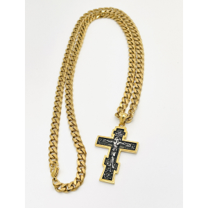 Ortodox tri-bar korshänge halsband rostfritt stål Jesus Kristus