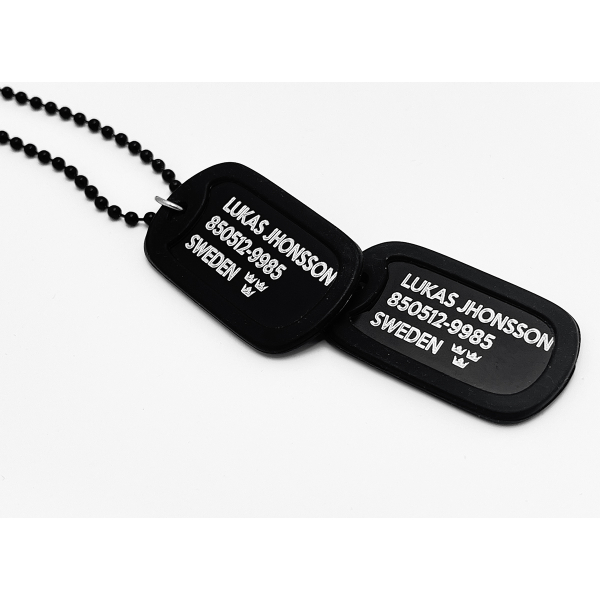 Dog tags US. Aluminiun SVART