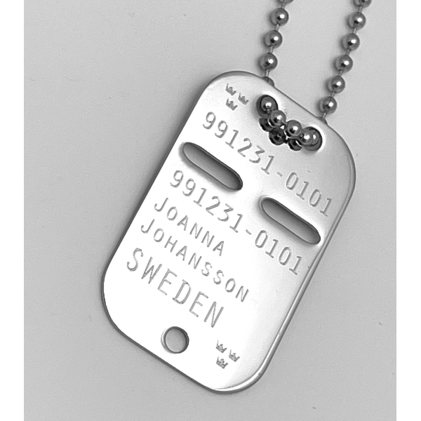 Mellan storlek ID bricka + Kulkedja