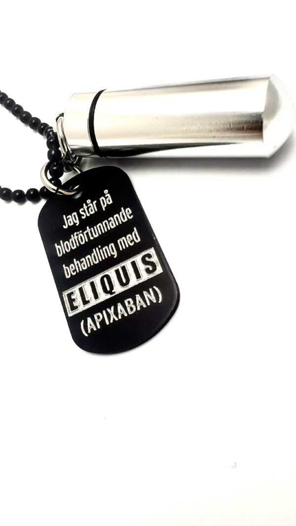 ELIQUIS bricka med Pillbehållare (silver aluminun)