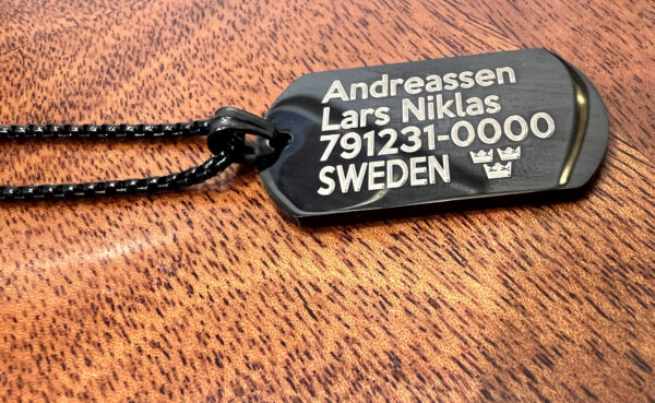 ID bricka IP BLACK rostfritt