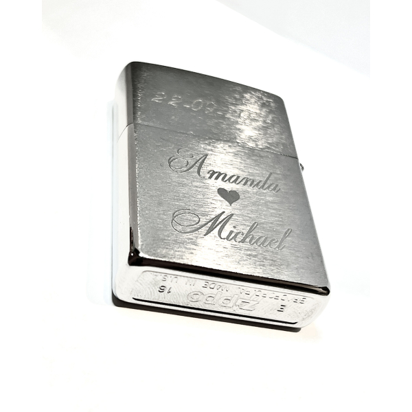 Zippo "Borstad" inkl. text GRAVYR
