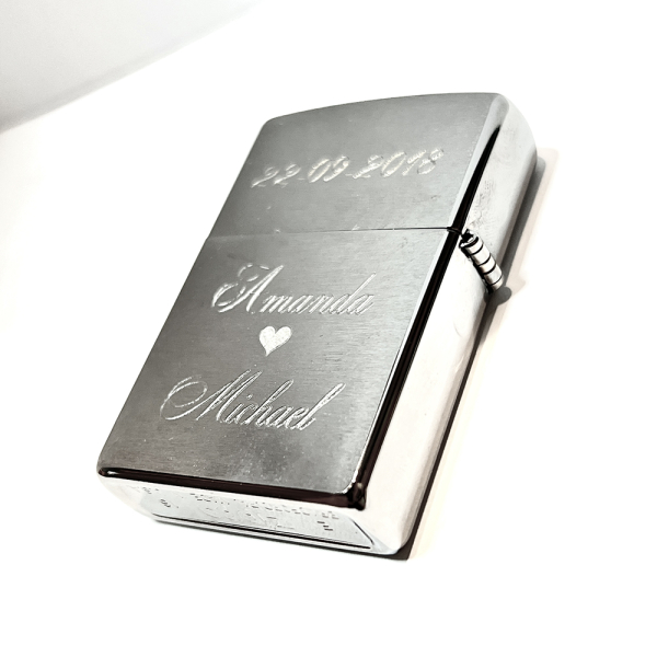 Zippo "Borstad" inkl. text GRAVYR