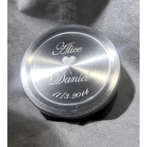 Snusdosa Stainless steel med text
