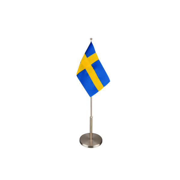 Flaggstång slät mässingspläterad H42cm m flagga