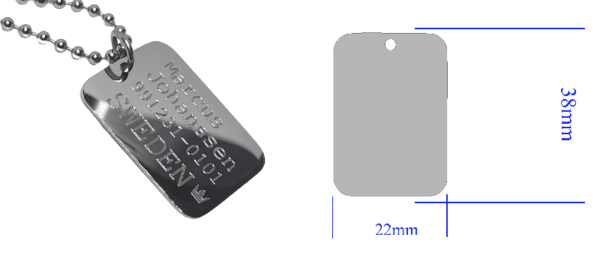 Dog tag enkel - Stainless