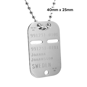 Mellan storlek ID bricka + Kulkedja