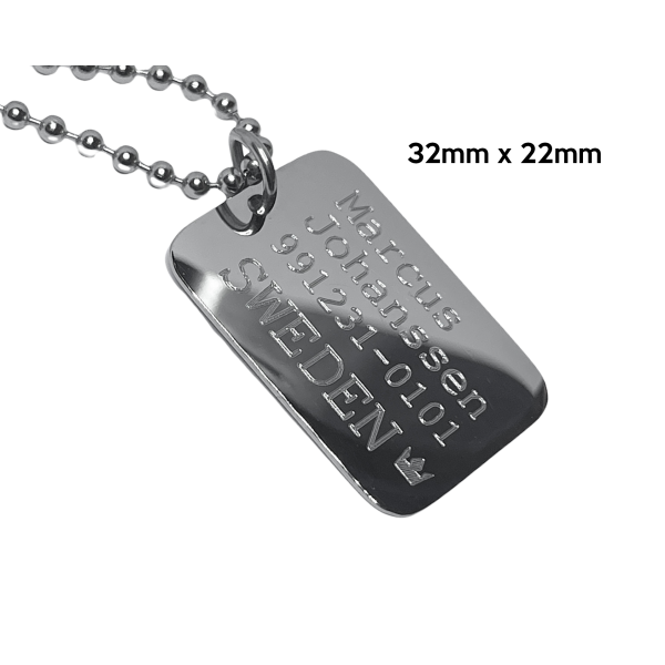 Dog tag enkel - Stainless